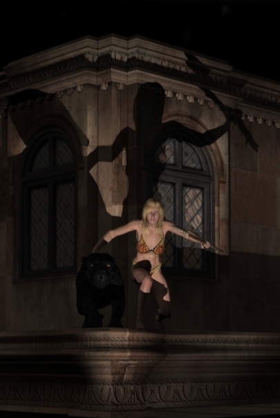 Jungle Gal and her cat Nushka